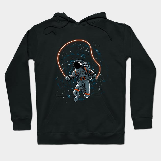 Funny Astronaut skipping rope in outer space Hoodie by Danemilin